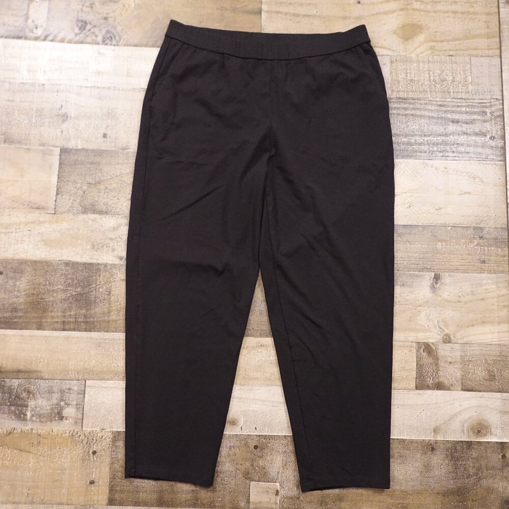 Eileen Fisher Organic Cotton Tapered Ankle Pants Black Size Large – 26" Inseam
